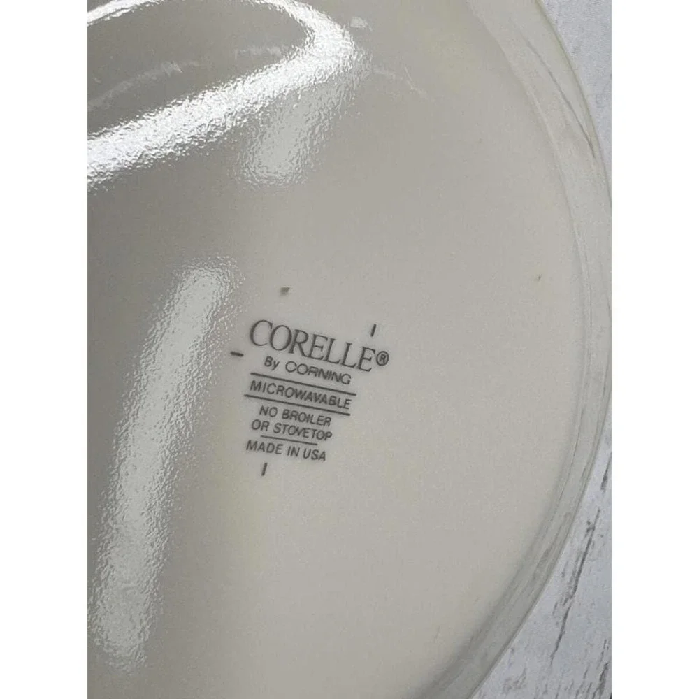 Corelle Excellent‎ Bread Plate Cream Green Orchard Rose Fruit Checkered 6.75 in